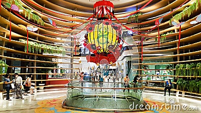 BANGKOK, THAILAND - FEBRUARY 5, 2019: Many of people are walking under beautiful interiors design of decoration at Gaysorn Village Editorial Stock Photo