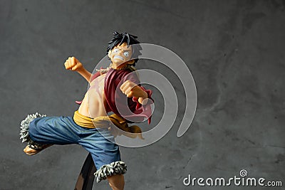 Bangkok, Thailand - February 8, 2020: Plastic figurine of Monkey D. Luffy, also known as Straw Hat Luffy Editorial Stock Photo
