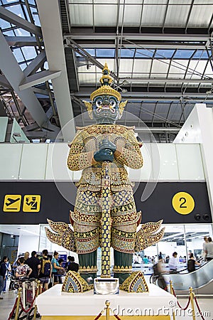 BANGKOK, Thailand - February 10, 2016; Suvarnabhumi International Airport serves tourism travelling in and out of Thailand Editorial Stock Photo