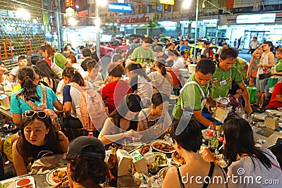 Bangkok, Thailand - 31 January 2015 : chinese chef cooking a chinese food at bangkok chinatown on Yaowarat Road, many chinese food Editorial Stock Photo