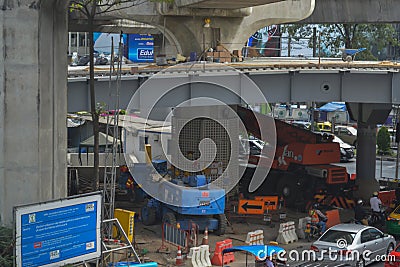 Bangkok Thailand: January 29, 2017 the Metro Station BTS ,The Construction of Metro Station Editorial Stock Photo