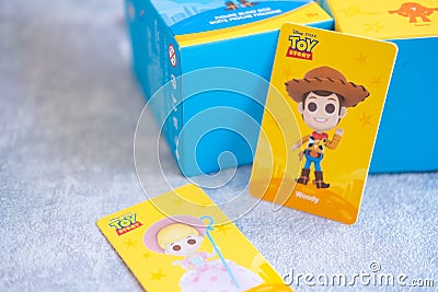 BANGKOK, THAILAND - January 19, 2022 : New box random collection, MINISO X Toy Story sell in Thailand Editorial Stock Photo