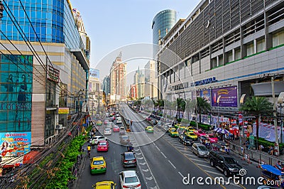 Bangkok, Thailand - January 27, 2019 : Traffic road on Petchburi Road in Bangkok Editorial Stock Photo