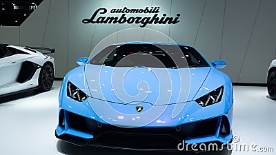 Bangkok, Thailand - July 19, 2020: At the Bangkok International Motor Show 2020 Lamborghini cars were displayed. is a competition Editorial Stock Photo