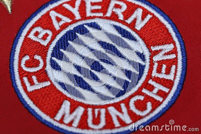 BANGKOK, THAILAND - JULY 13: The Logo of Bayern Munich on Footb Editorial Stock Photo