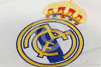 BANGKOK, THAILAND - JULY 12: The Logo of Real Madrid on Footb Editorial Stock Photo