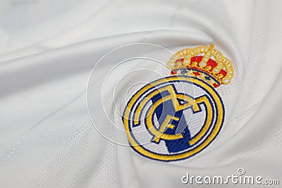 BANGKOK, THAILAND - JULY 12: The Logo of Real Madrid on Footb Editorial Stock Photo