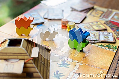 BANGKOK, THAILAND, JUN 26, 2020 : Coloful component of board game called Editorial Stock Photo