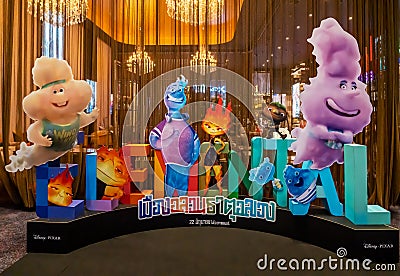 A beautiful standee of a movie Elemental Display at the cinema to promote the movie Editorial Stock Photo