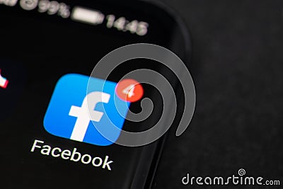 Bangkok, Thailand - June 11, 2020 : Facebook online aplication for social media and social networking service on mobile phone Editorial Stock Photo