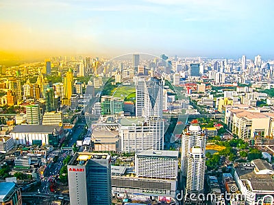 Bangkok, Thailand - June 30, 2008: Panorama of near Petchburi Road Editorial Stock Photo