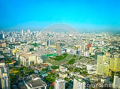 Bangkok, Thailand - June 30, 2008: Panorama of near Petchburi Road Editorial Stock Photo