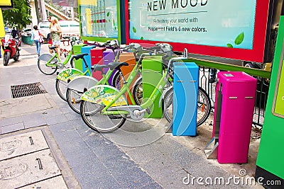 Pun Pun Bike Share in Bangkok, Thailand Editorial Stock Photo