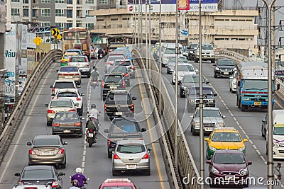 BANGKOK, THAILAND - June 31, 2016: Traffic reaches gridlock Editorial Stock Photo