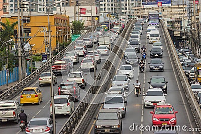 BANGKOK, THAILAND - June 31, 2016: Traffic reaches gridlock Editorial Stock Photo