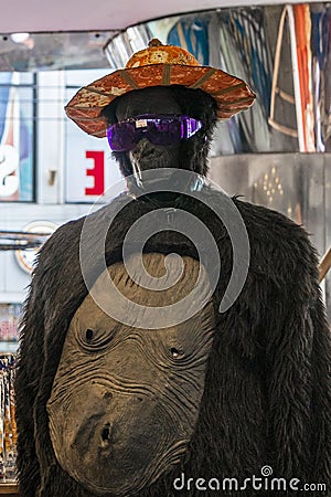 Cool monkey gorilla mannequin in a sales shop Bangkok Thailand Stock Photo