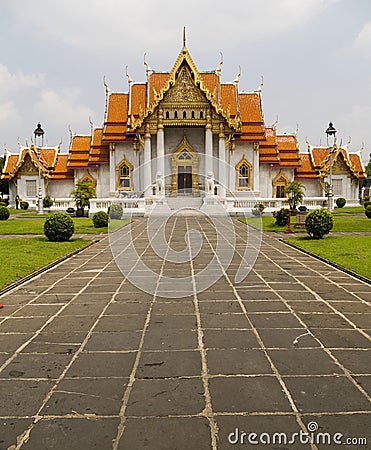 Bangkok Thailand Marble Temple Stock Photo
