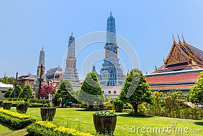 Bangkok, Thailand, March 2013 The Grand Palace, Wat pra kaew with sculptures and detailed ornaments Editorial Stock Photo