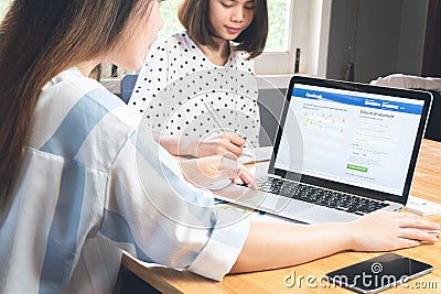 BANGKOK ,THAILAND - March 05, 2017 : Login Screen Facebook icons on Apple Macbook. largest and most popular social networking site Editorial Stock Photo