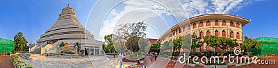 360 panorama White pagoda in Wat Paknam Bhasi Charoen Editorial Stock Photo