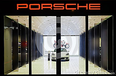 Porsche luxury car in showroom at icon siam shopping mall, Editorial Stock Photo