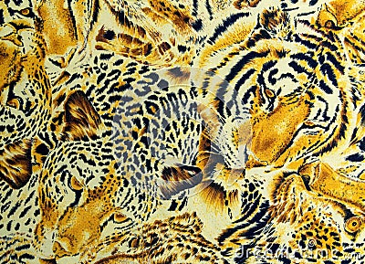 BANGKOK, THAILAND, 28 March 2016, Tiger and leopard and wild Animal pattern. skin background Stock Photo