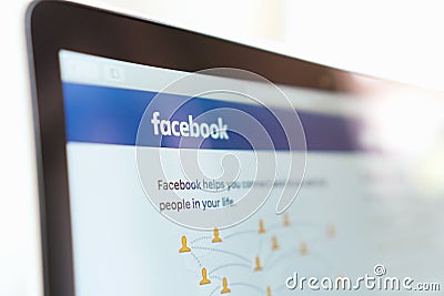 BANGKOK ,THAILAND - May 30, 2017 : Close up Facebook icons on Apple Macbook. largest and most popular social networking site Editorial Stock Photo