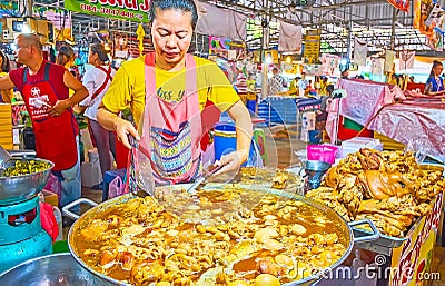 The roasted beef offal stew, Talad Saphan Phut market, Bangkok, Thailand Editorial Stock Photo