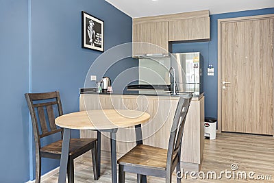 Kitchen and table dinning in condominium Editorial Stock Photo