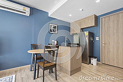 Kitchen and table dinning in condominium Editorial Stock Photo