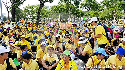 BANGKOK, THAILAND - MAY 5, 2019: Many people come to wait the Coronation of King Rama X, the King of Thailand since 2016 Editorial Stock Photo