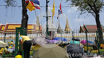 BANGKOK, THAILAND - MAY 5, 2019: Many people come to wait the Coronation of King Rama X, the King of Thailand since 2016 Editorial Stock Photo