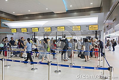 Bangkok, Thailand - May 14, 2016: Unidentified people check in f Editorial Stock Photo