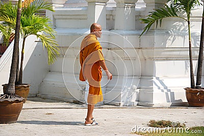Bangkok, Thailand: Monk at Wat Mahathat Editorial Stock Photo