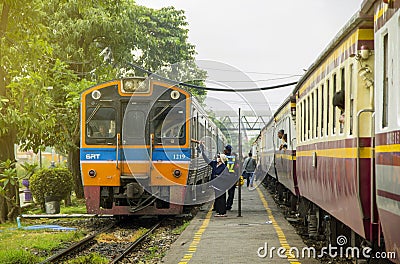Rapid train diesel railcar at station. Editorial Stock Photo