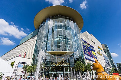 Bangkok, Thailand - 29 November 2015 : The low angle view of Siam Paragon (Luxury Shopping Mall at the Center of Bangkok) Editorial Stock Photo