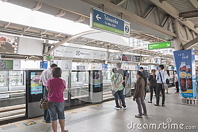 Bangkok, Thailand - November 07, 2015: People standing in lines Editorial Stock Photo