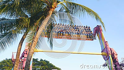 Bangkok, Thailand 24 november 2015. The shaking machine at Dream World is one of Thailand`s famous amusement park at the Editorial Stock Photo