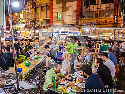 Unacquainted Thai people or tourist walking in Bangkok China town Thailand Editorial Stock Photo