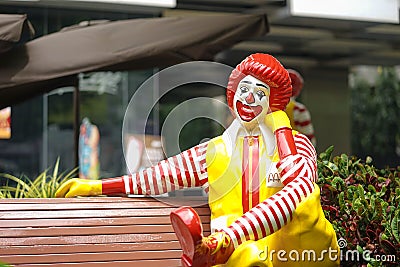 Ronald McDonald. Ronald is the crown mascot of McDonald, one of the biggest fastfood chain selling burgers with franchise stores a Editorial Stock Photo