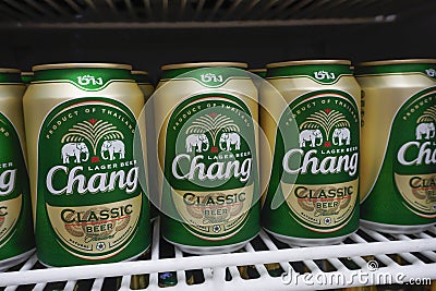 Bangkok, Thailand - October 21, 2023 Chang beer logo, Thai beer, Chang beer Editorial Stock Photo