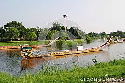 BANGKOK, THAILAND - OCTOBER 30, 2013: Ancient Siam park, Royal Water-Course Procession Editorial Stock Photo