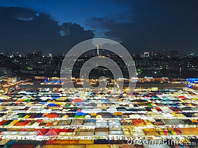 Ratchada Train Night market for Night life in Bangkok. Editorial Stock Photo