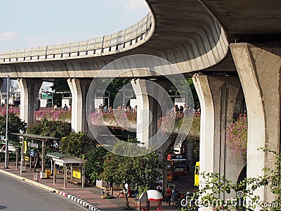 BANGKOK, THAILAND - Railroad For Sky Train at the Victory monument on September 20, 2014 Editorial Stock Photo