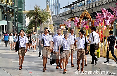 Bangkok, Thailand: School Boys at Siam Paragon Editorial Stock Photo