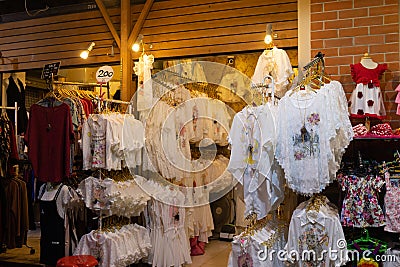 White clothing shop at night market Editorial Stock Photo