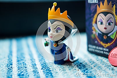 Bangkok, Thailand - September 22, 2021 : Figurine of The Evil Queen from Miniso blind box collection, Disney Series Queen Mother Editorial Stock Photo