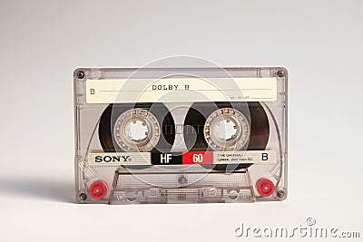 BANGKOK, THAILAND - September 26, 2018 Sony HF60 Blank Analog Audio Cassette Tape on a white Editorial Stock Photo