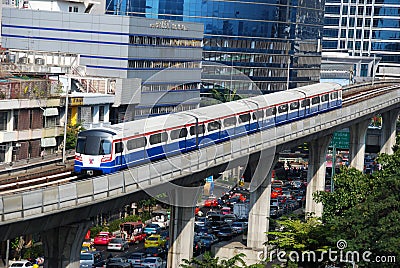 Bangkok, Thailand: Silom Line Skytrain Editorial Stock Photo