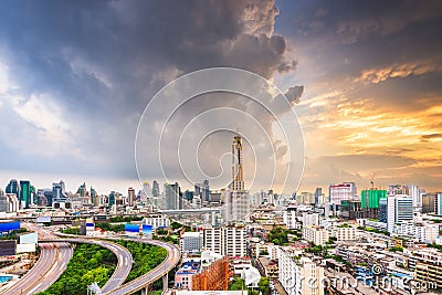 Bangkok, Thailand skyline from Ratchathewi District Editorial Stock Photo